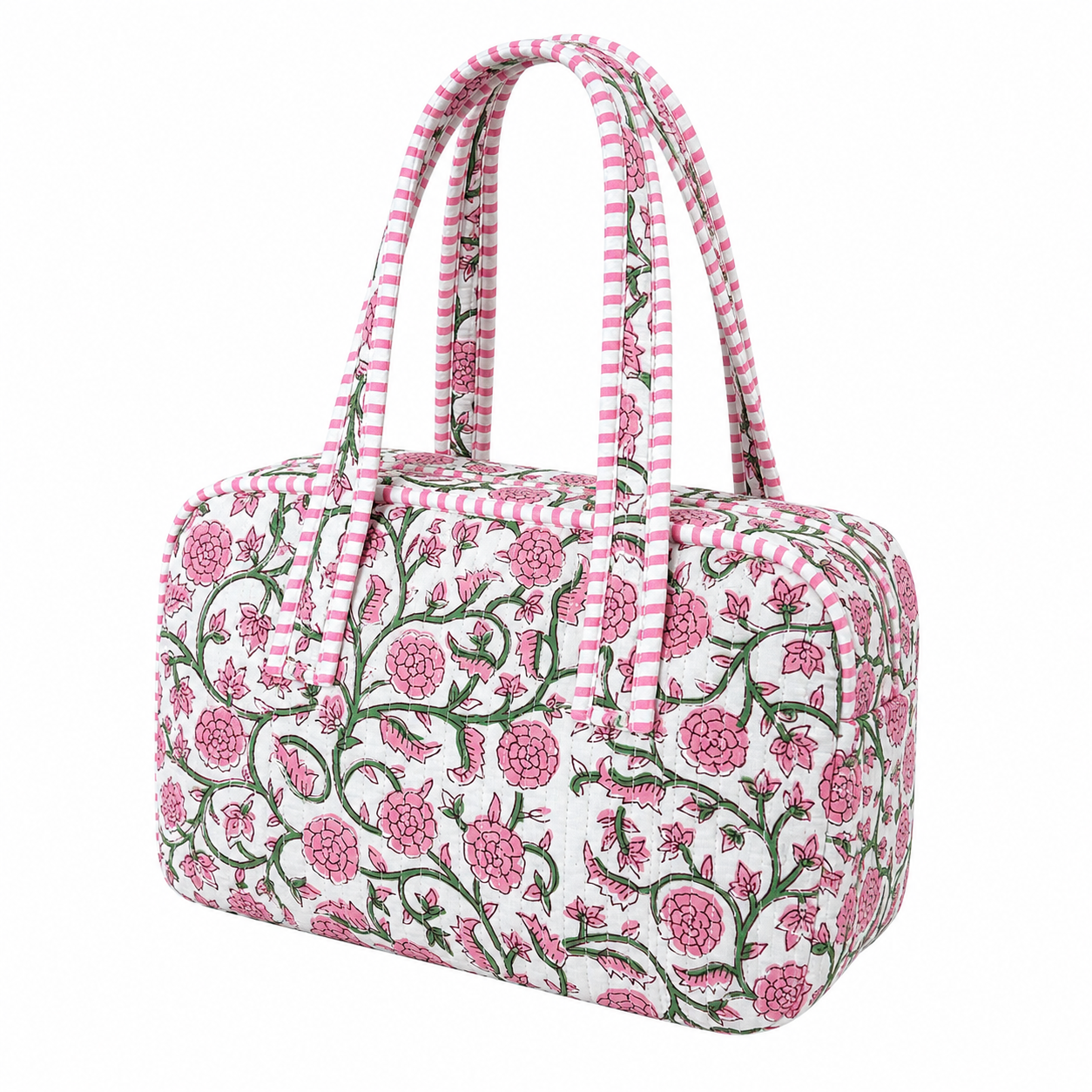 Light Pink Floral Quilted Bag Print