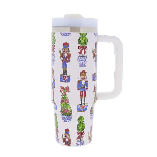 FESTIVE NUTCRACKER - 30 OUNCE TUMBLER WITH STRAW