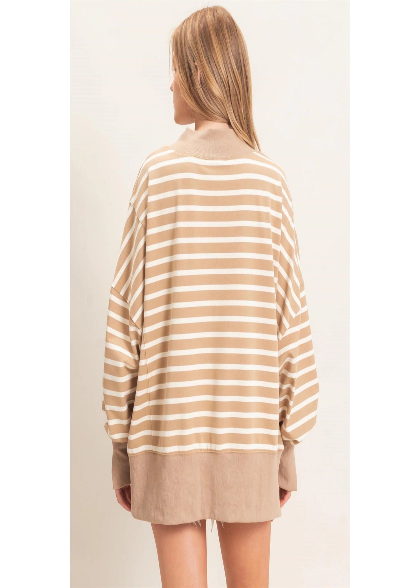 AURIE MOCKNECK -TAUPE AND CREAM