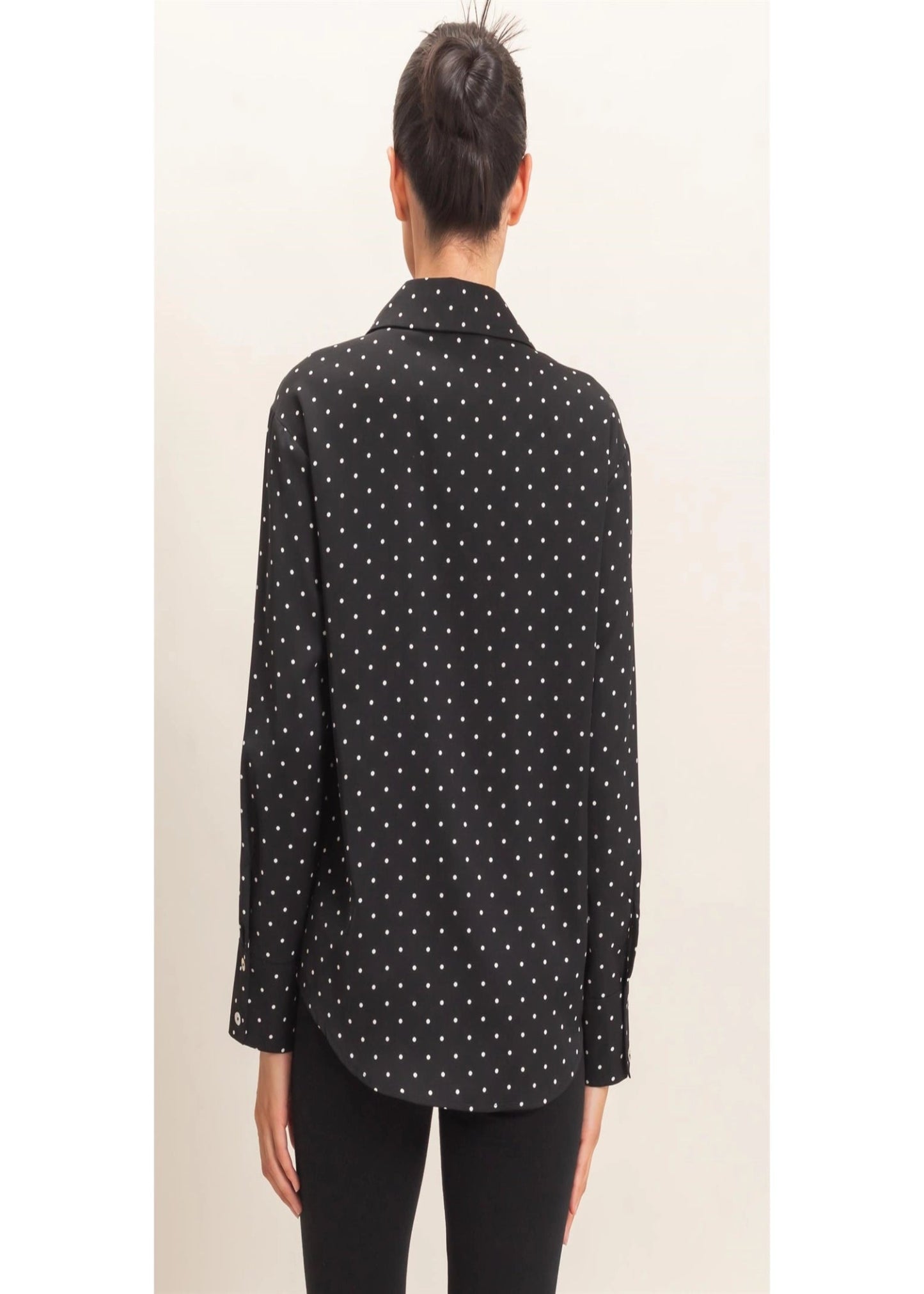 MADDIE TOP - BLACK POLKA DOT