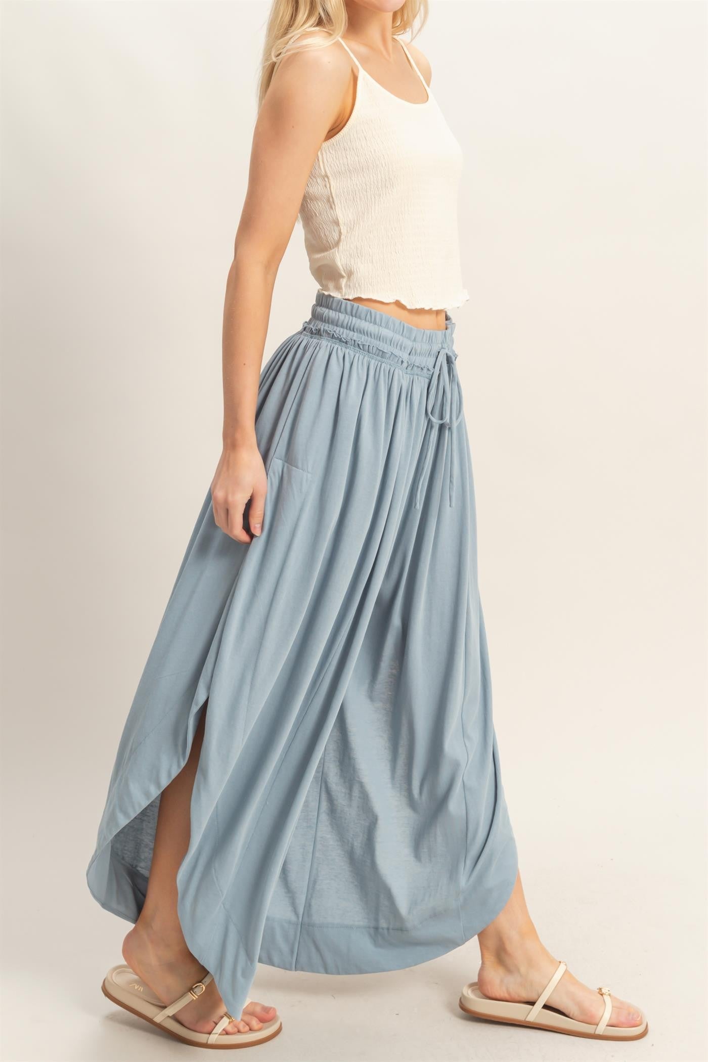KAYLA WIDE-LEG PANTS - LIGHT BLUE