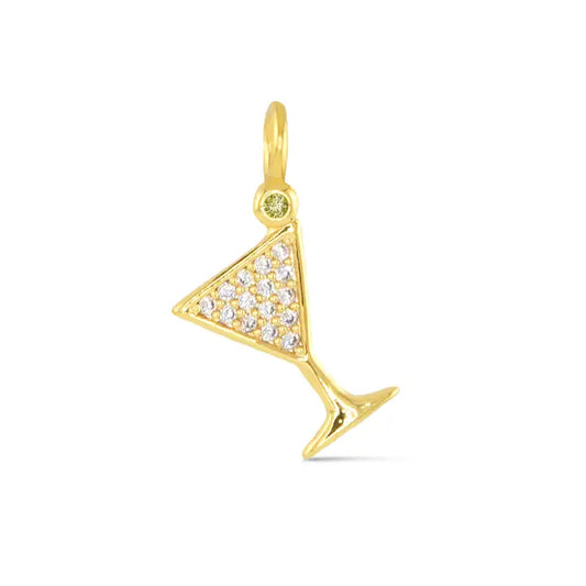 Cz Martini Necklace Charm - Gold