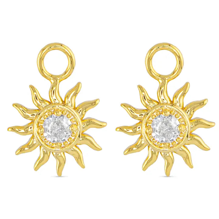 Cz Sun Earring Charm - Gold