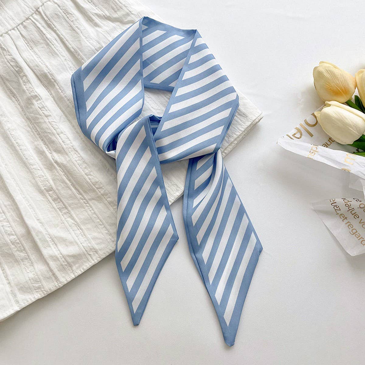 FRESH STRIPED LONG TIED SCARF