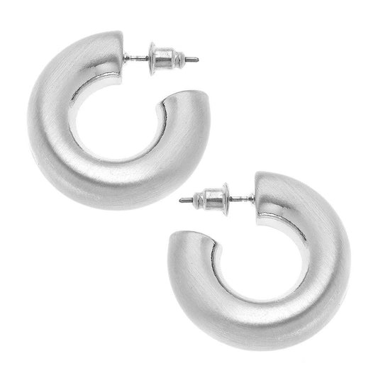 Coraline Hoop Earrings in Satin Silver