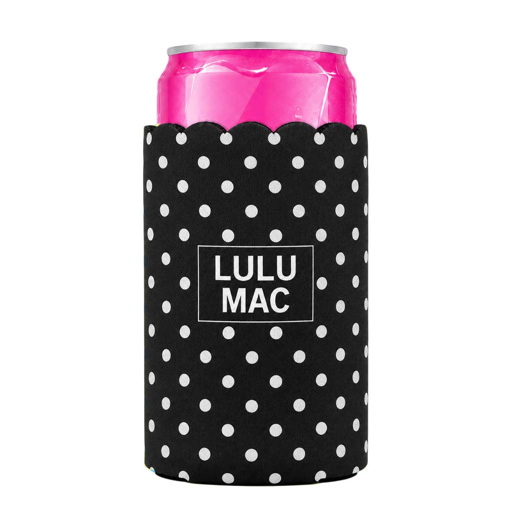Slim Can Koozie Black/White Dot