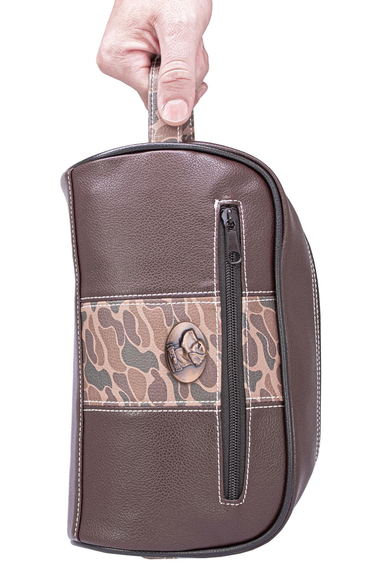 Lab Brown Pebble Old School Camo Men's Toiletry Dopp Bag.