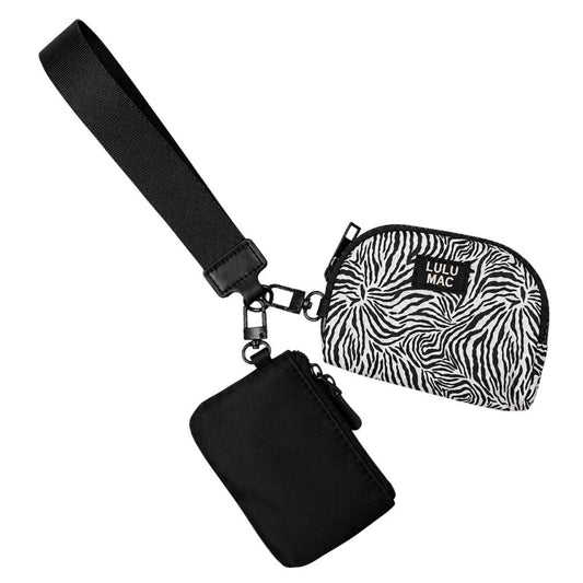 Zebra Print Lulu Mac Double Pouch Wristlet