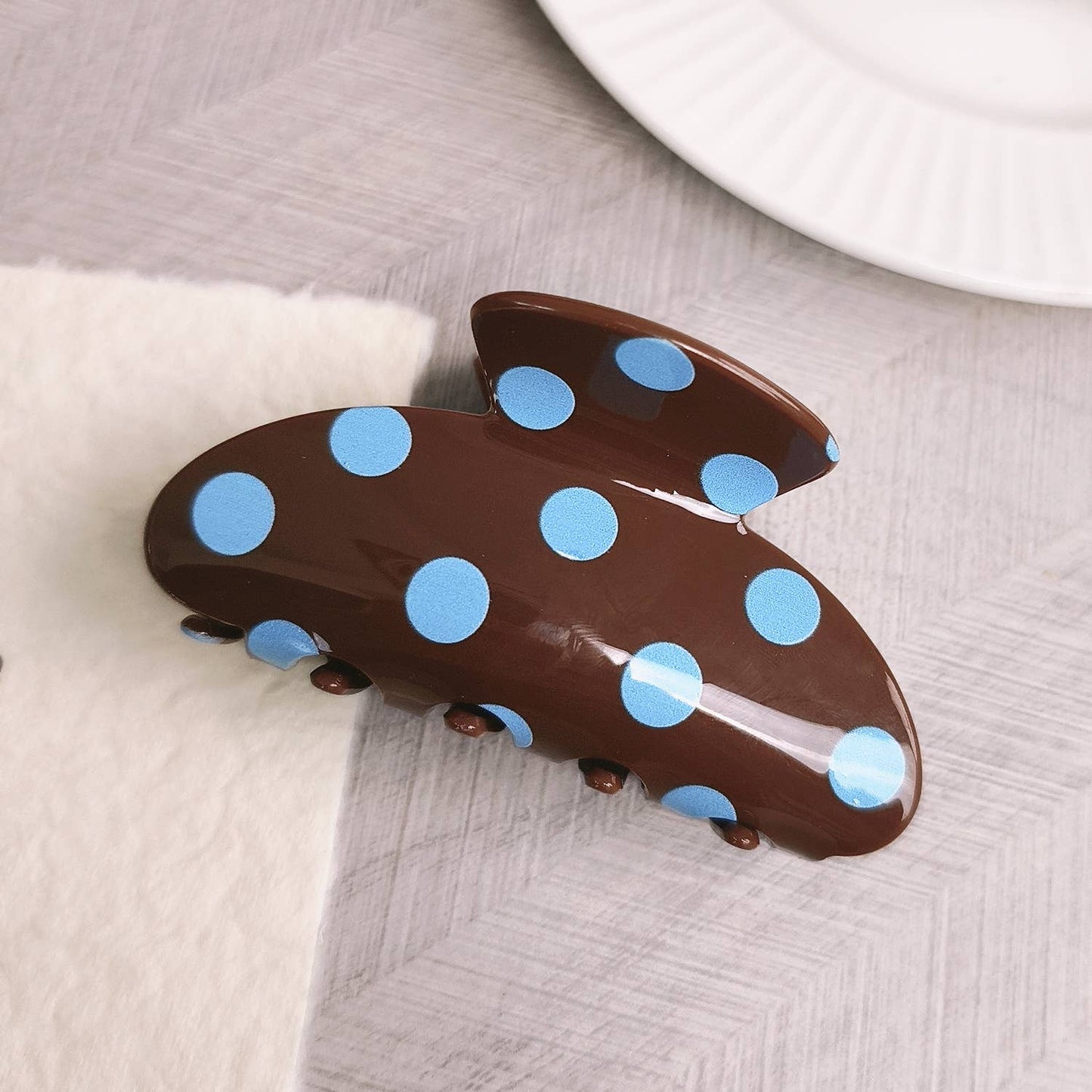 Vintage Polka Dot Hair Claw Clip