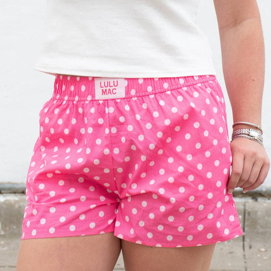 PINK LIGHT PINK POLKA DOT SHORTS