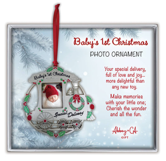 Baby’s First Christmas Train Photo Ornament