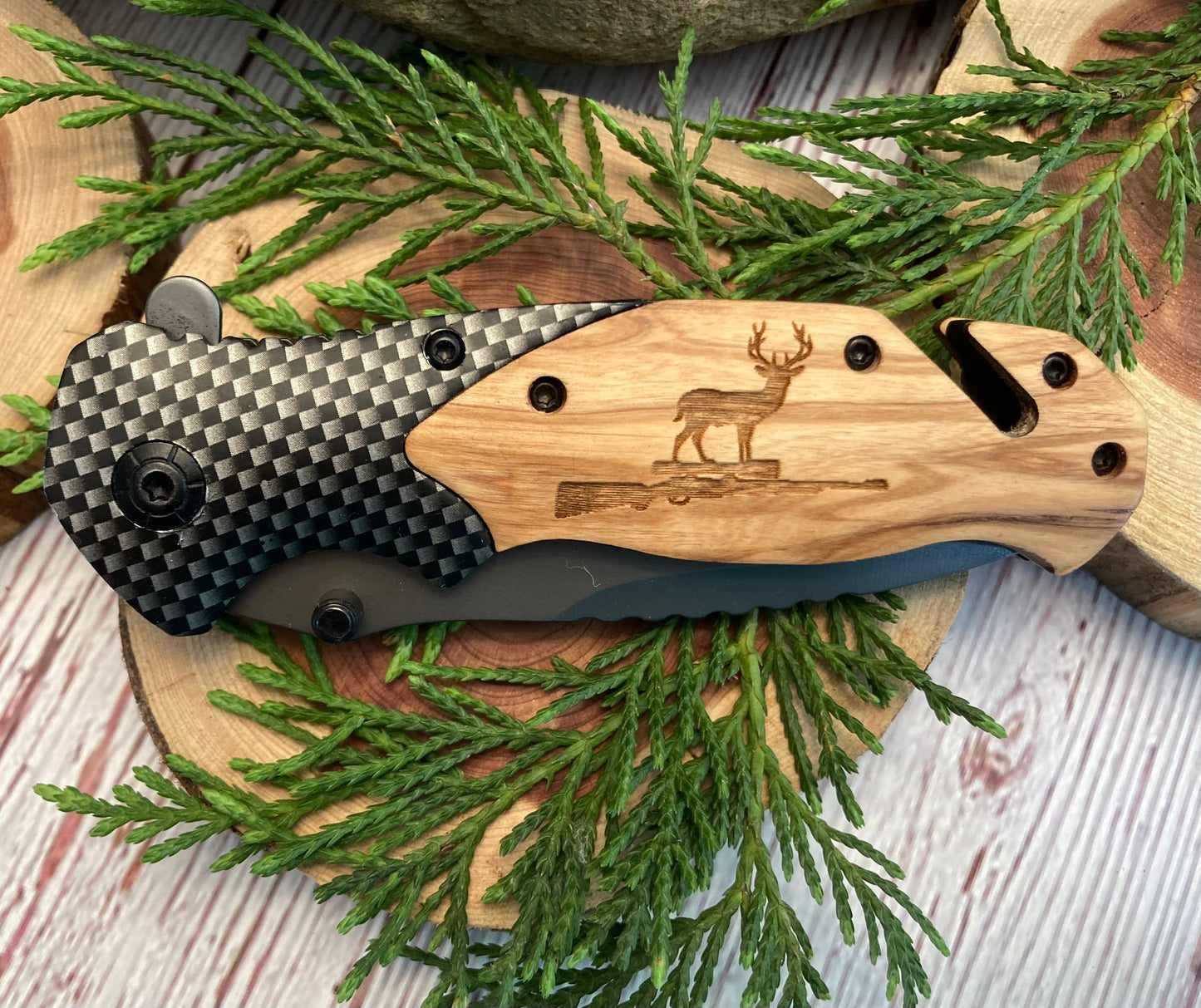 Deer on a Rifle Knife