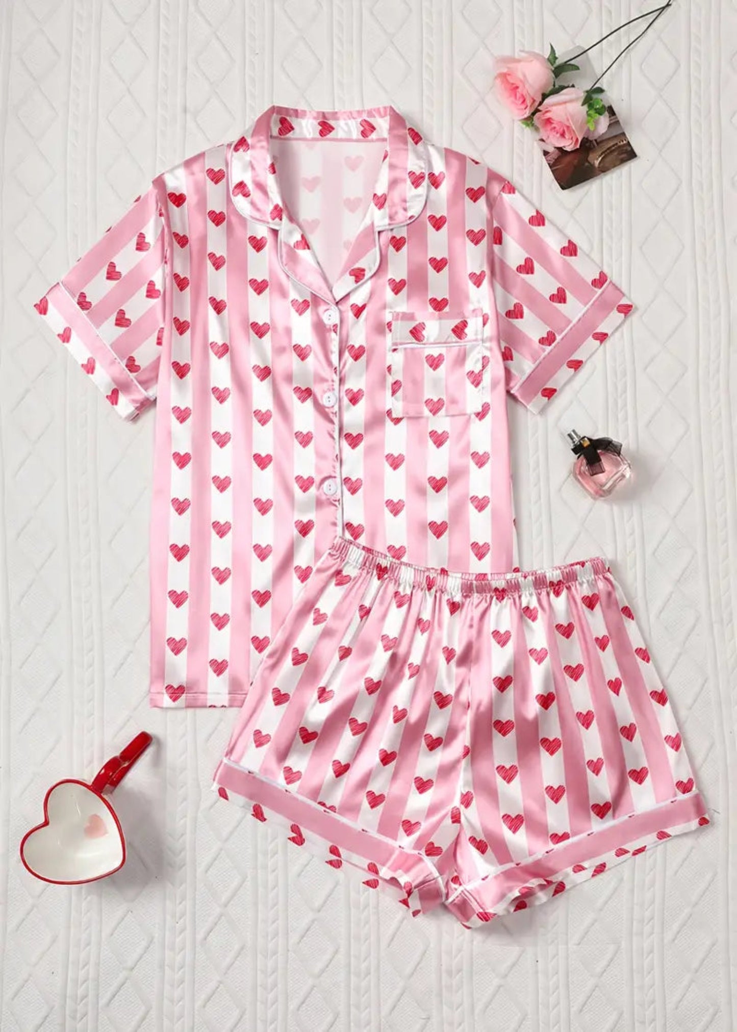 HEART PRINT COMFY PAJAMA SET