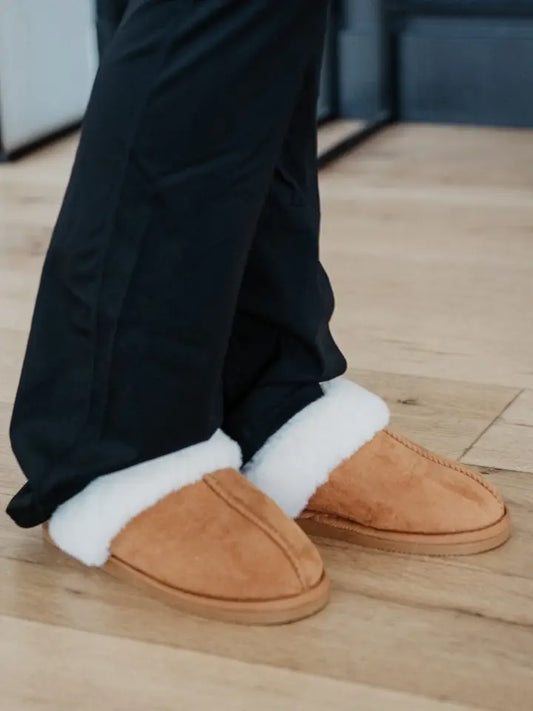Chestnut Faux Fur Slip-On House Shoes