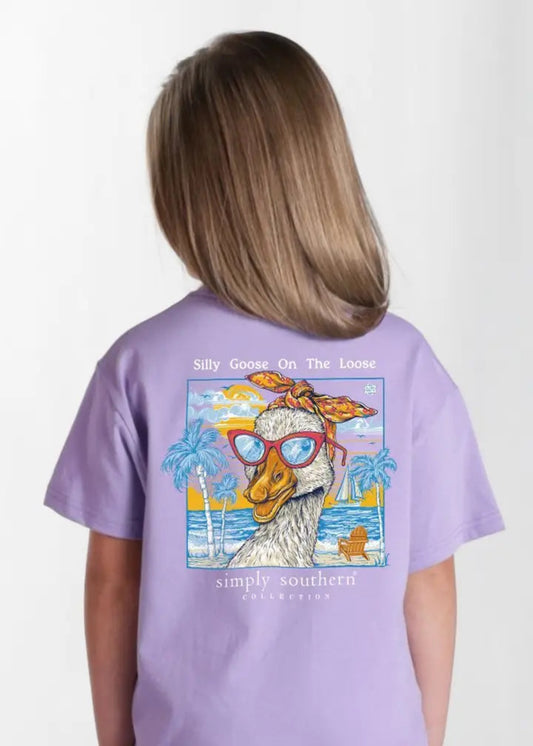 SILLY GOOSE ON THE LOOSE YOUTH TEE-GRAPE