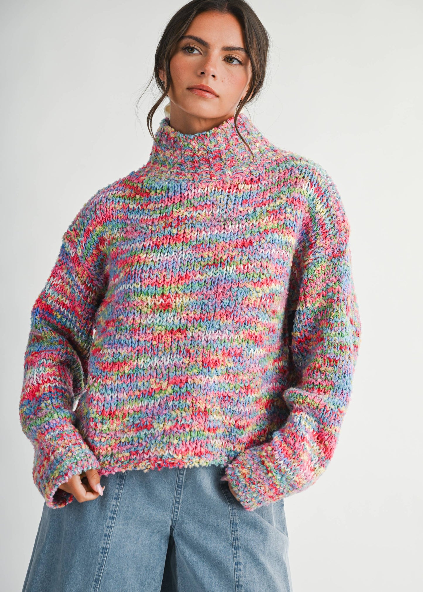 3320IK Chunky Marled Turtleneck Sweater