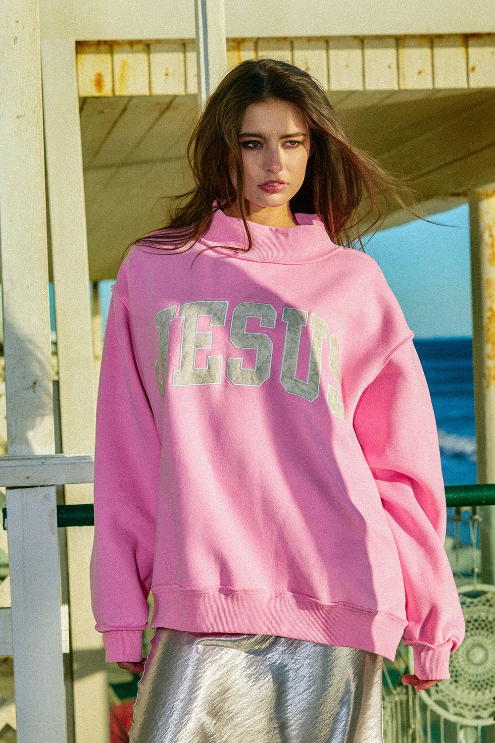 JESUS CAMO Embroidered Camouflage Mockneck Sweatshirt
