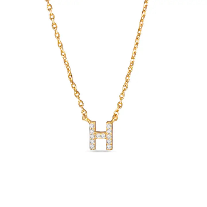 Gold Cz Initial Necklace