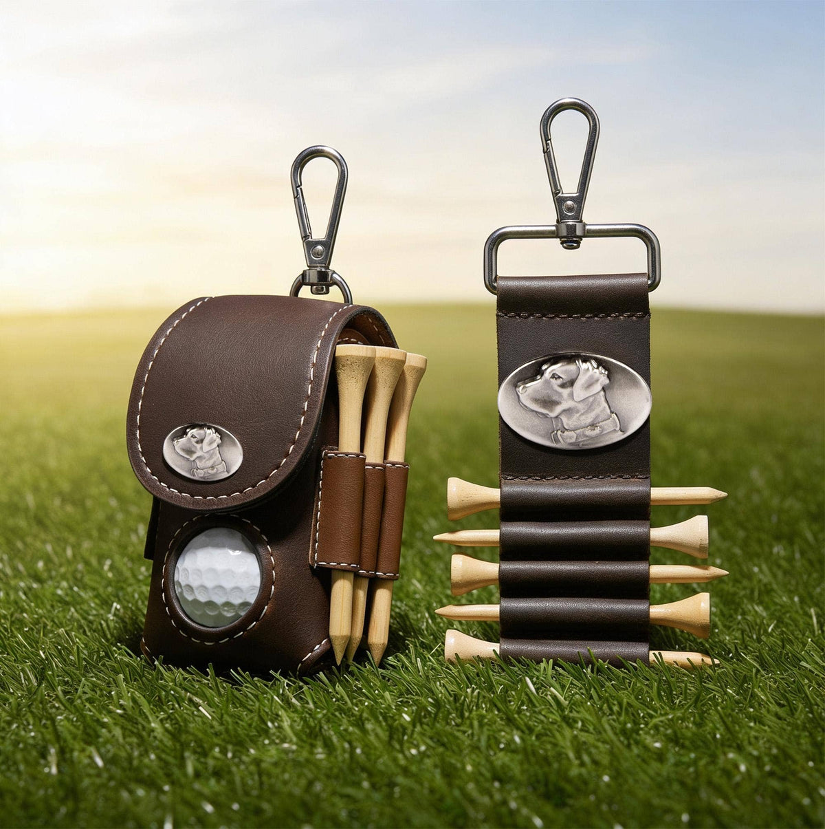 Lab Leather Golf Ball and Tee Holder