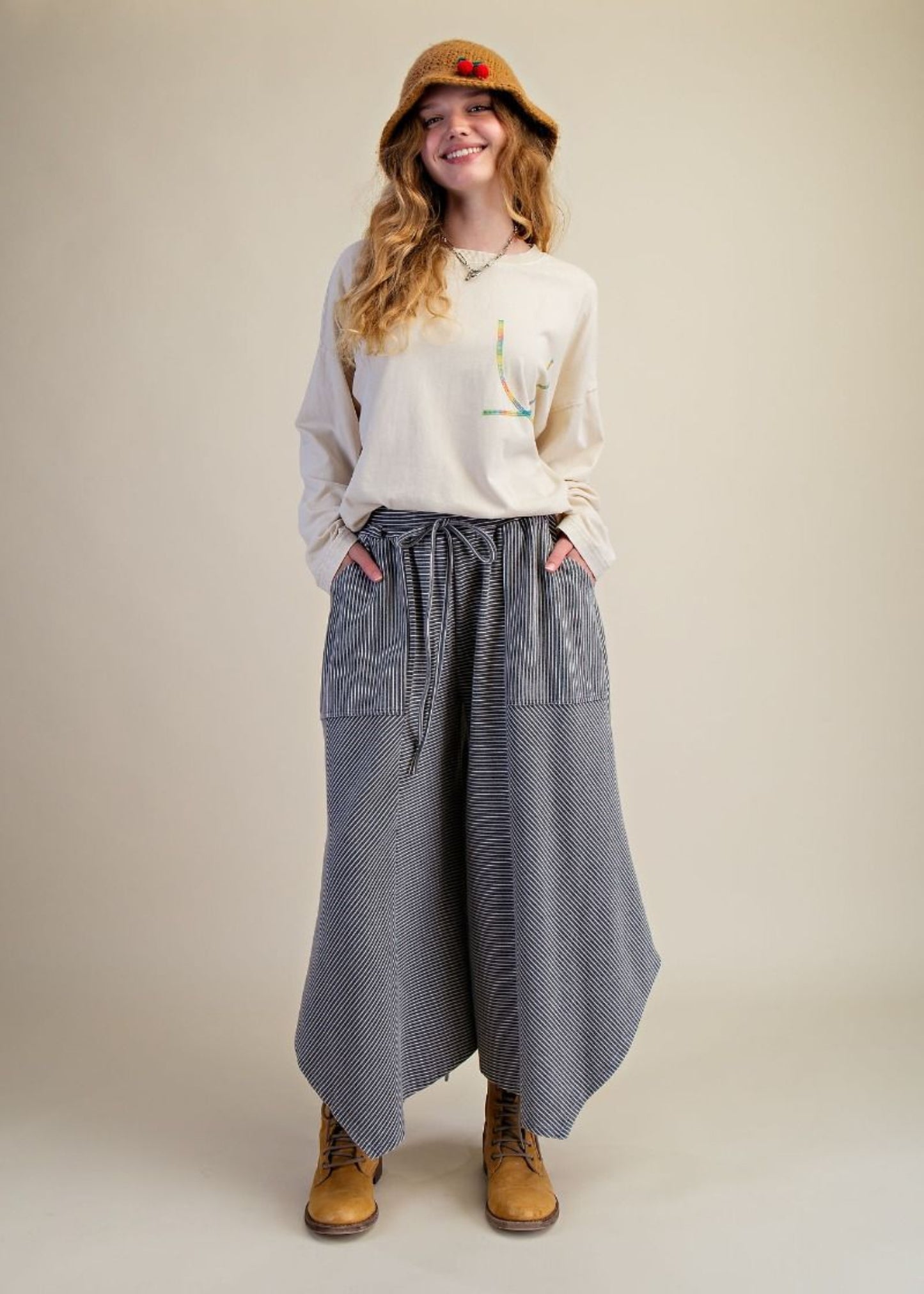 LEXI MINERAL WASHED PANTS - MID GREY
