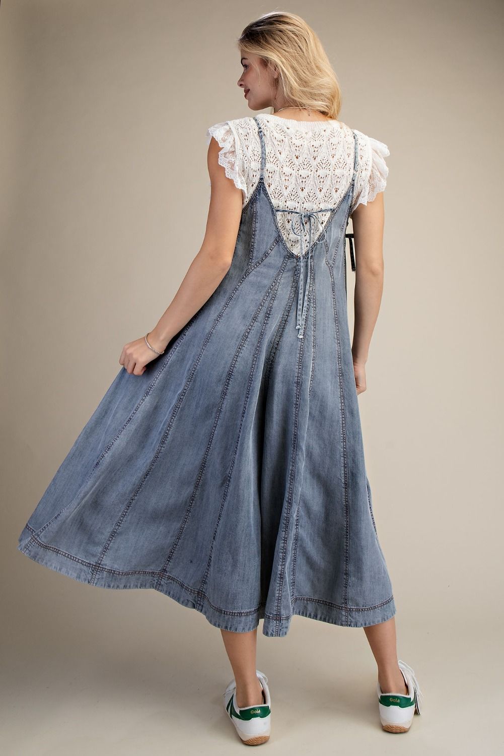 MILLIE WIDE LEG JUMPSUIT - WASHED DENIM