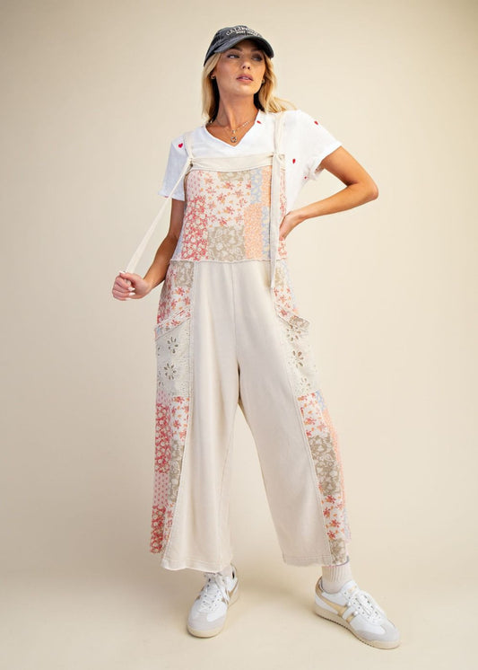 VELORA PATCHWORK JUMPSUIT - ECRU