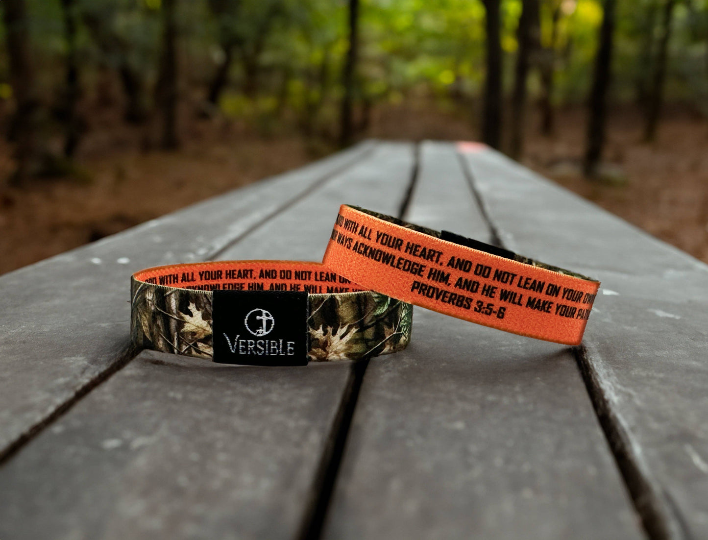 Forest Camo / Proverbs 3:5-6 Wristband