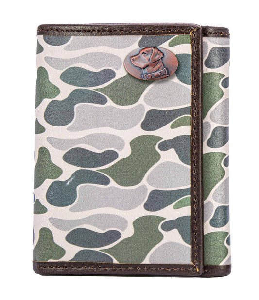 Lab Men's Trifold Old School Camo Leather Wallet.