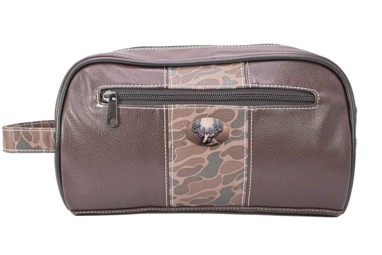 Buck Brown Pebble Old School Camo Men's Toiletry Dopp Bag.