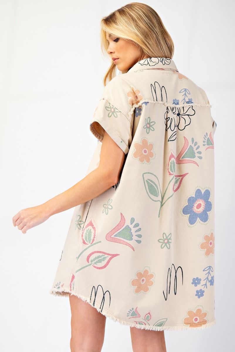 HALEE- SHORT SLEEVE PRINTED WASH DRESS