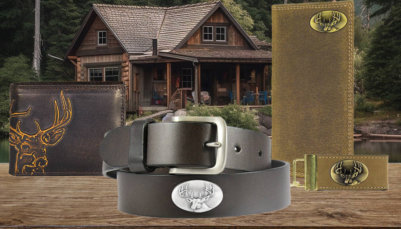 Buck Men's Brown Leather Concho Belt