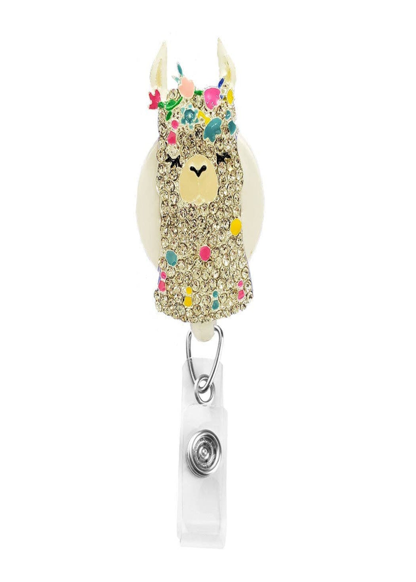 Llama Sparkle and Shine Rhinestone Badge Reel