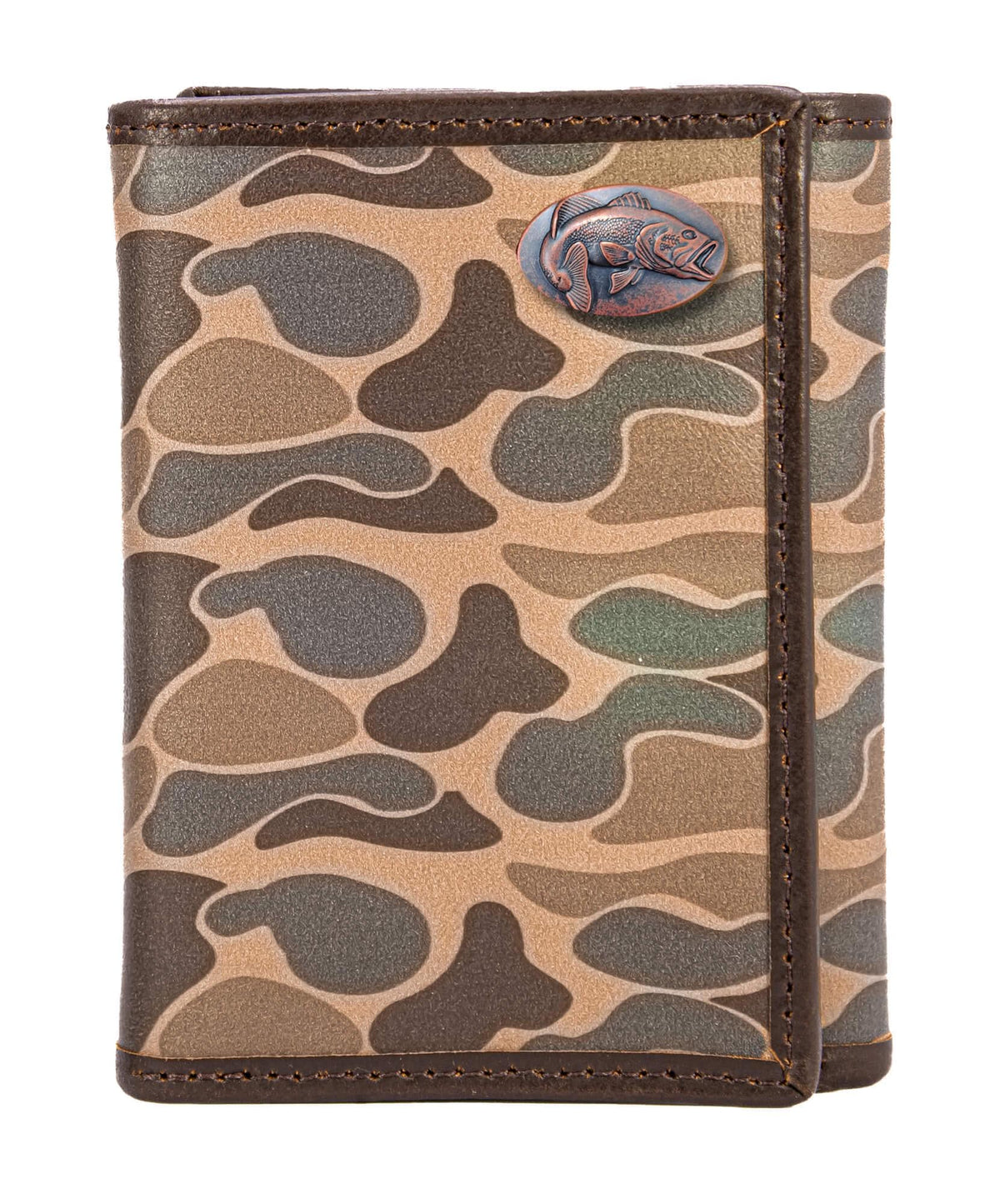 Bass Men's Trifold Old School Camo Leather Wallet