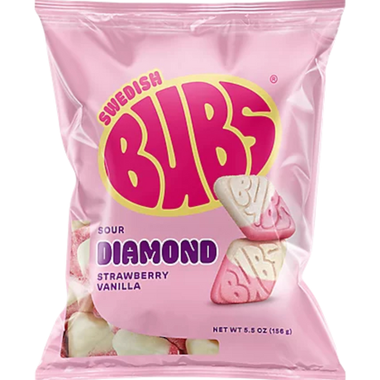 Bubs Sour Diamond Strawberry Vanilla Swedish Candy