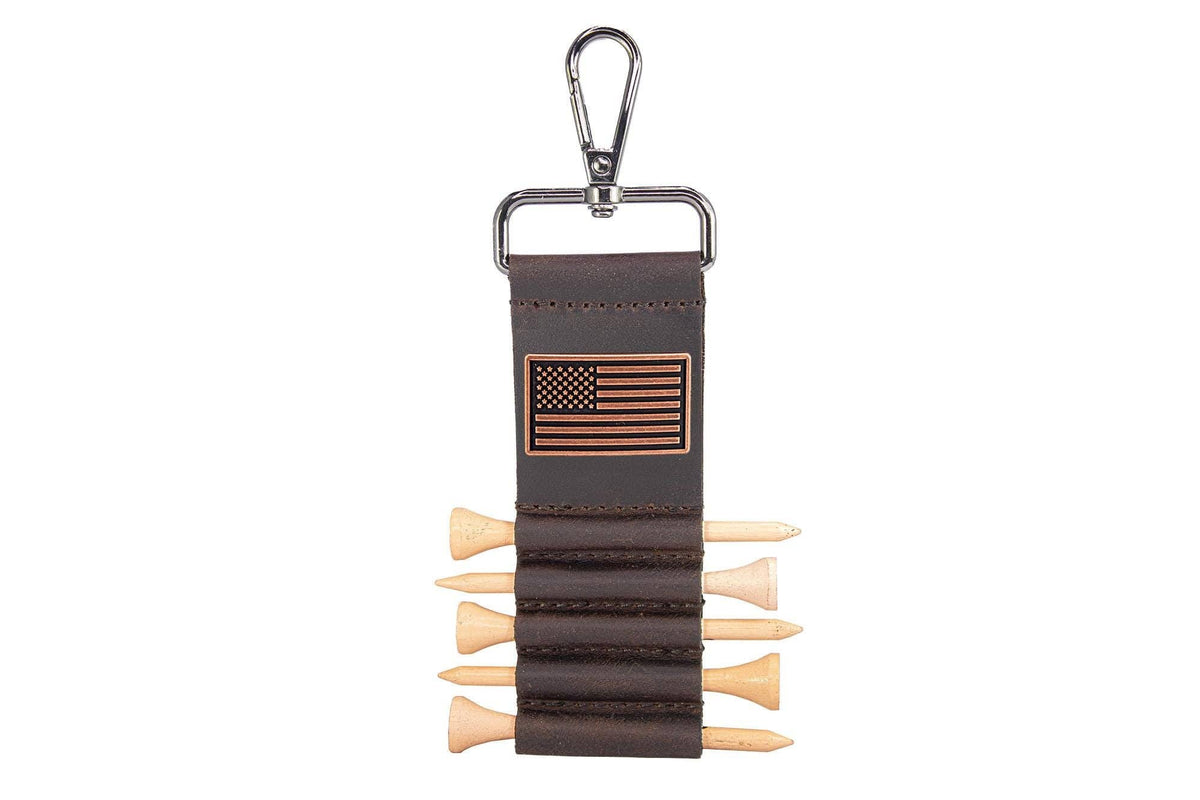 American Flag Leather Golf Ball and Tee Holder