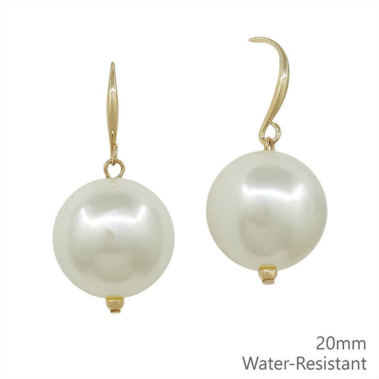 Water Resistant 20MM Pearl Fishhook Earring