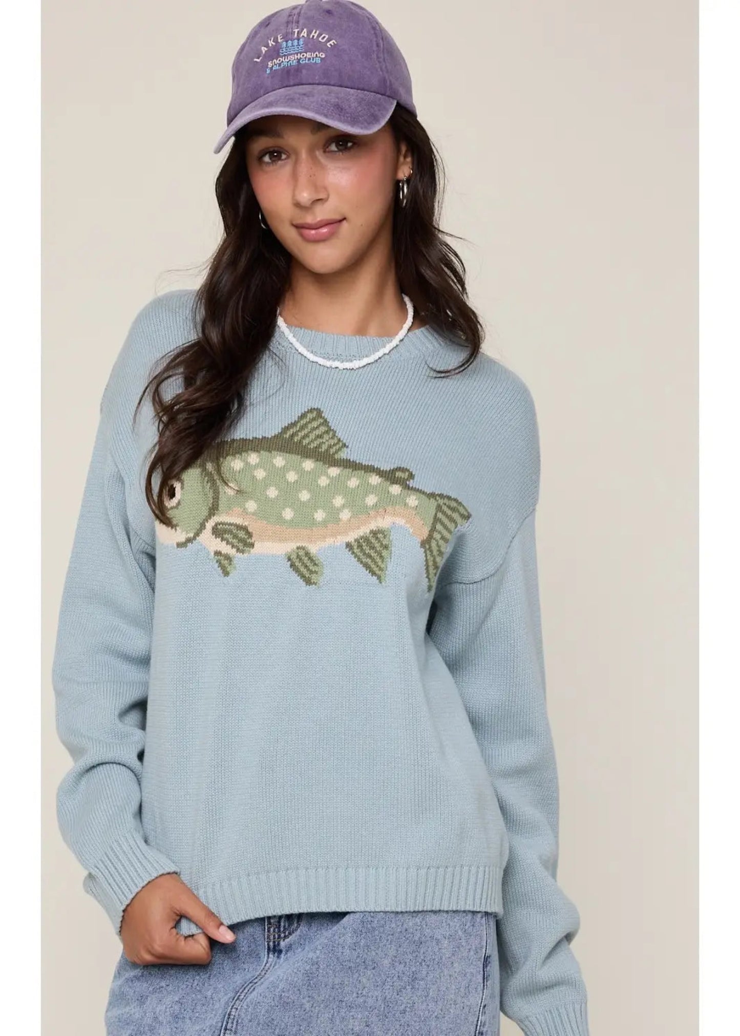 FISH SWEATER - BLUE & SAGE