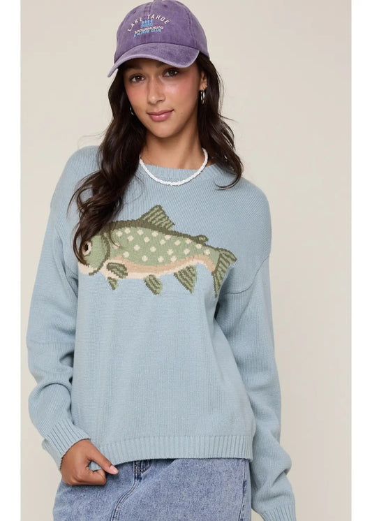 FISH SWEATER - BLUE & SAGE