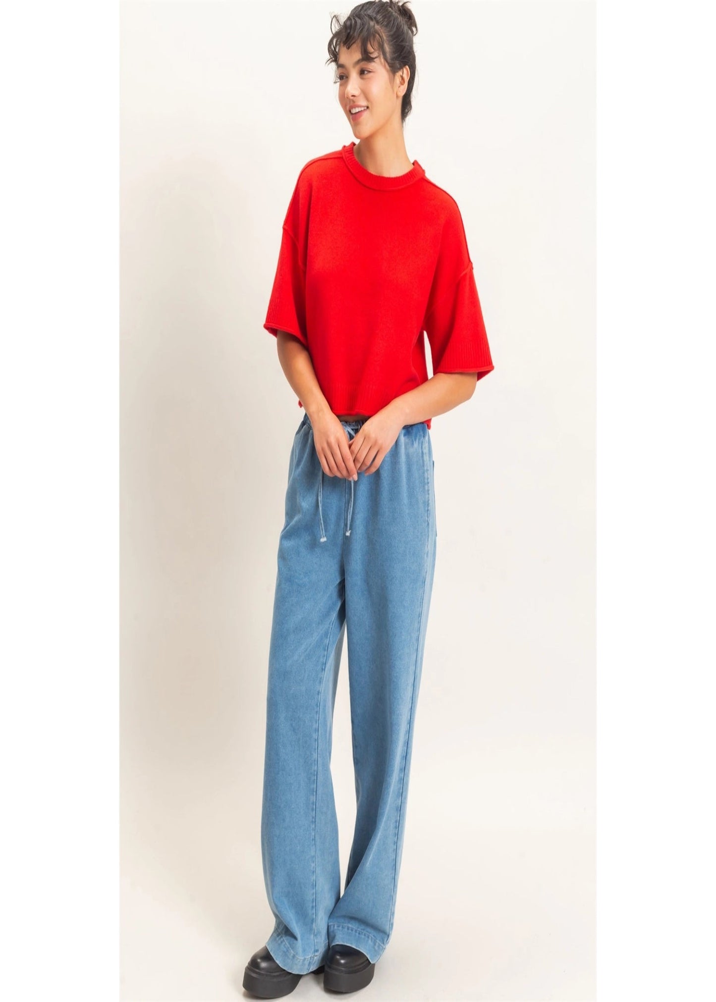 MACEY SWEATER TOP - RED