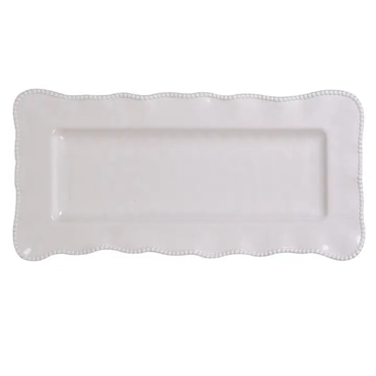 PERLETTE CREAM RECTANGULAR PLATTER 19x9