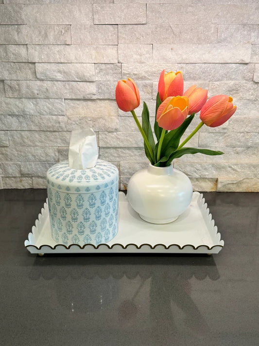 HOUSE OF HAPPY TISSUE VESSEL - BLUE AND WHITE