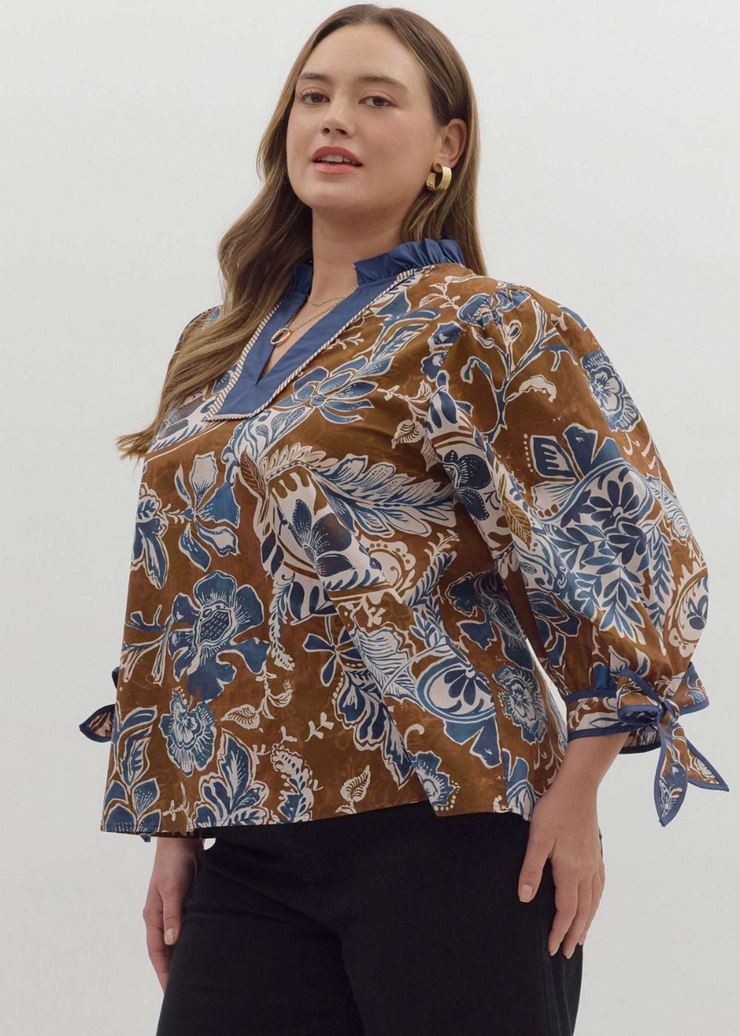 KAT TOP PLUS SIZE- BROWN