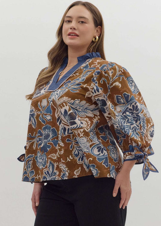 KAT TOP PLUS SIZE- BROWN