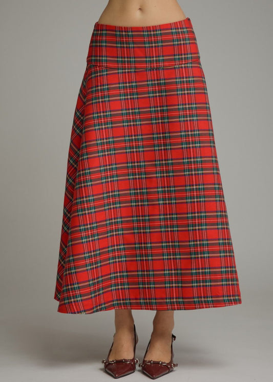 CAROLINE SKIRT-RED PLAID
