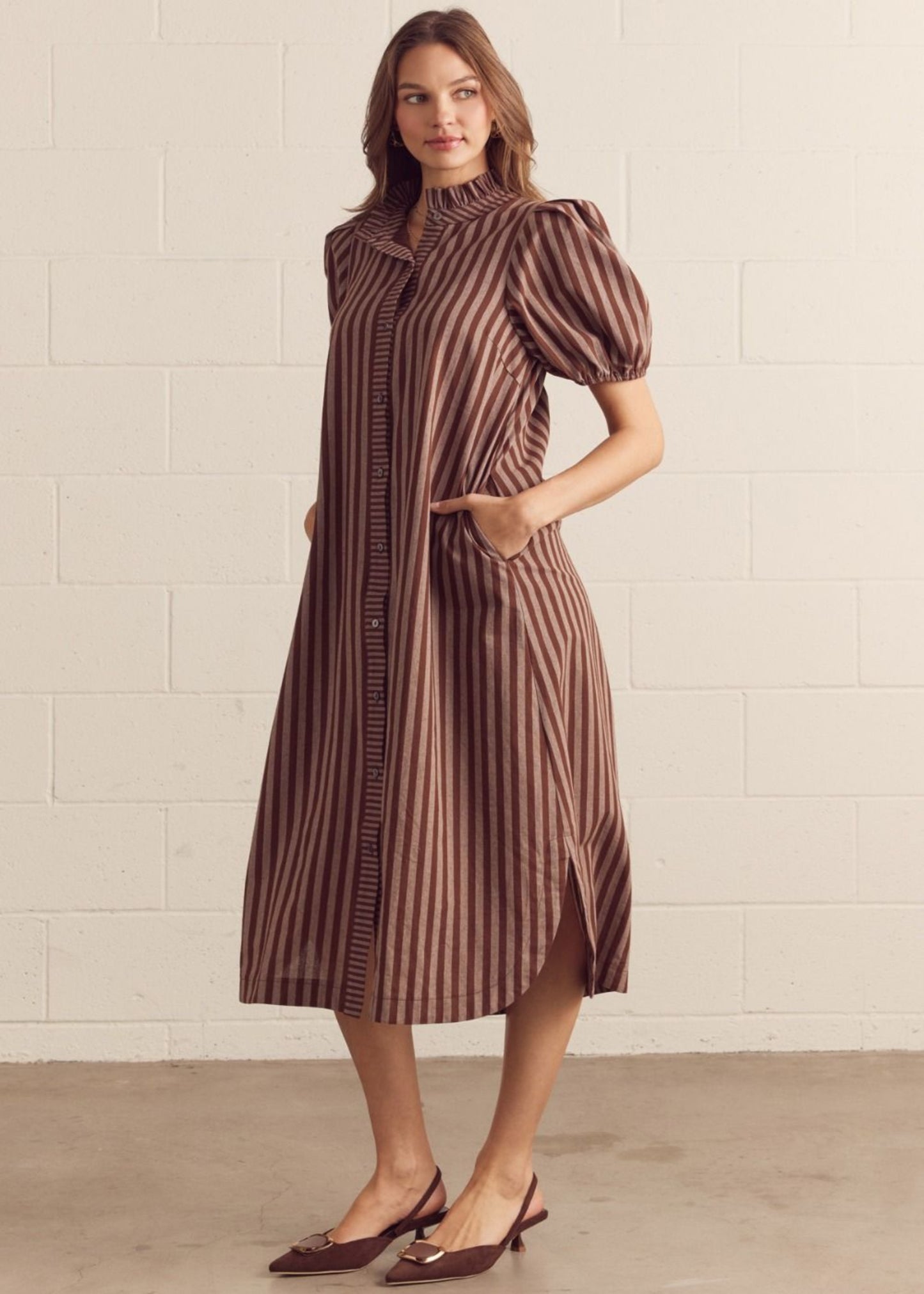 AVENLY DRESS - BROWN