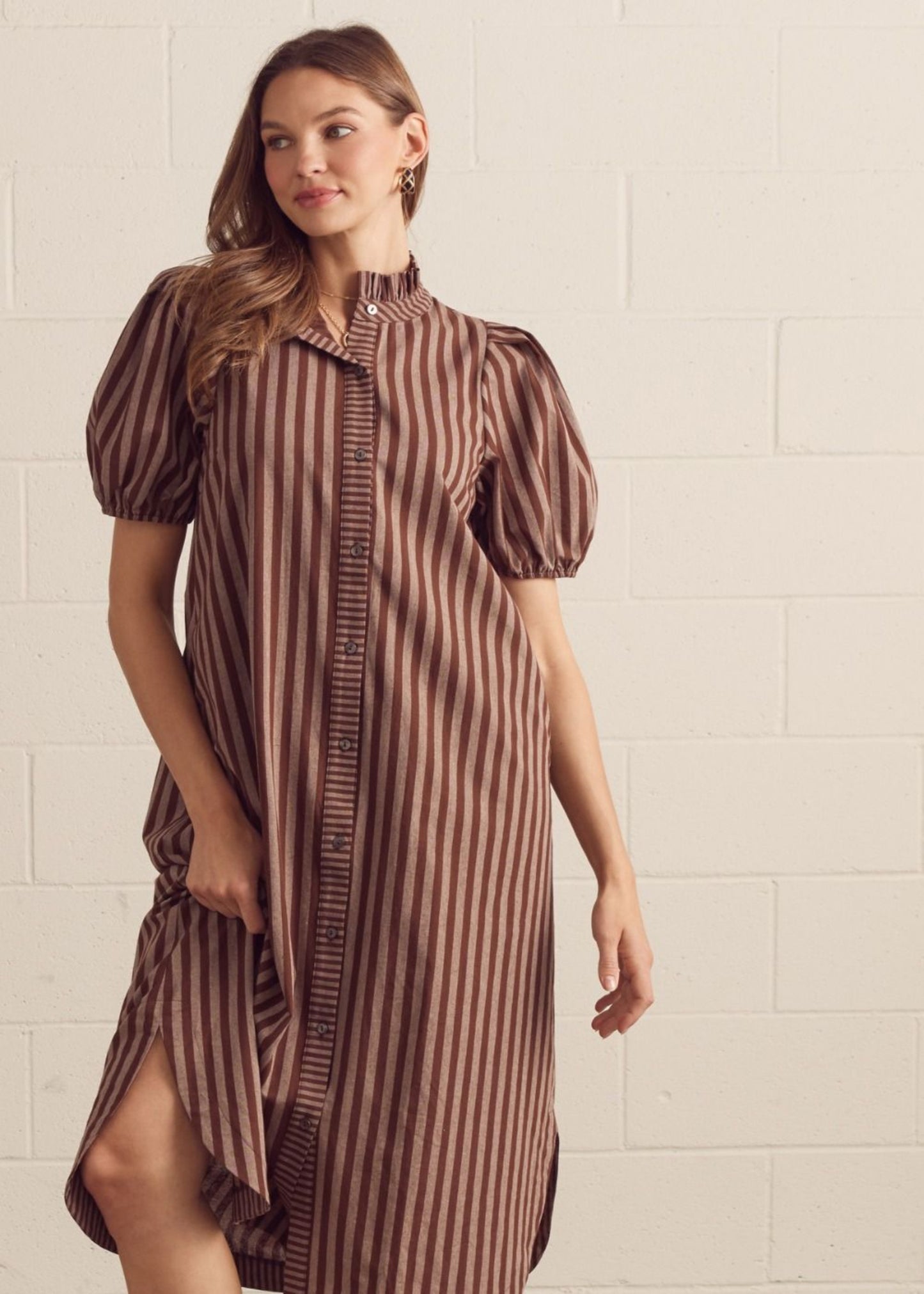 AVENLY DRESS - BROWN