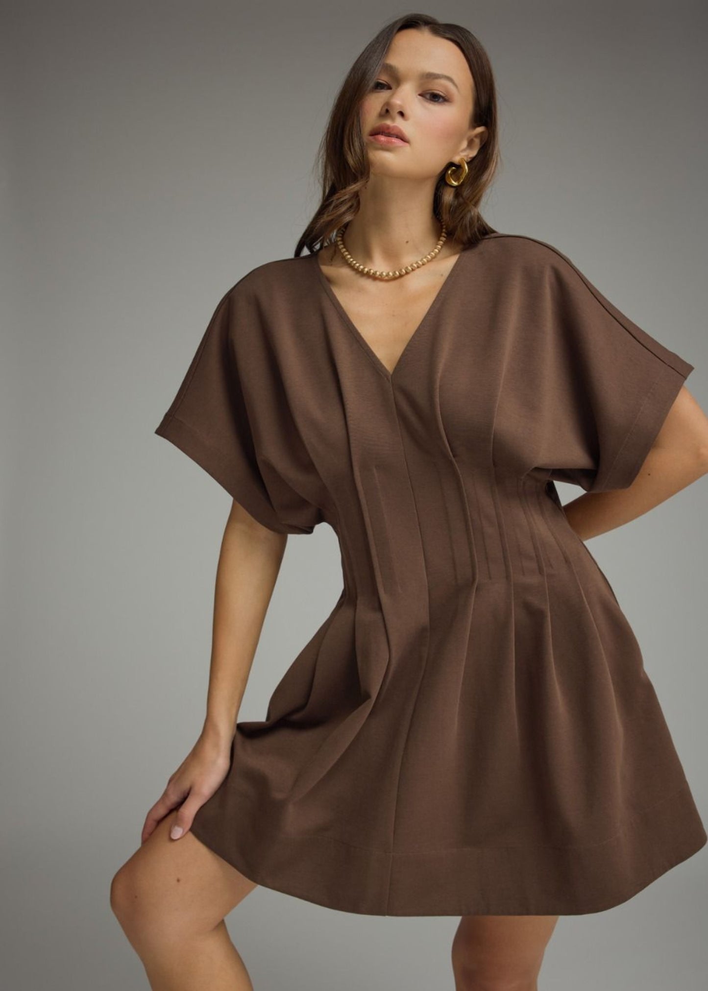 HEATHER DRESS - BROWN
