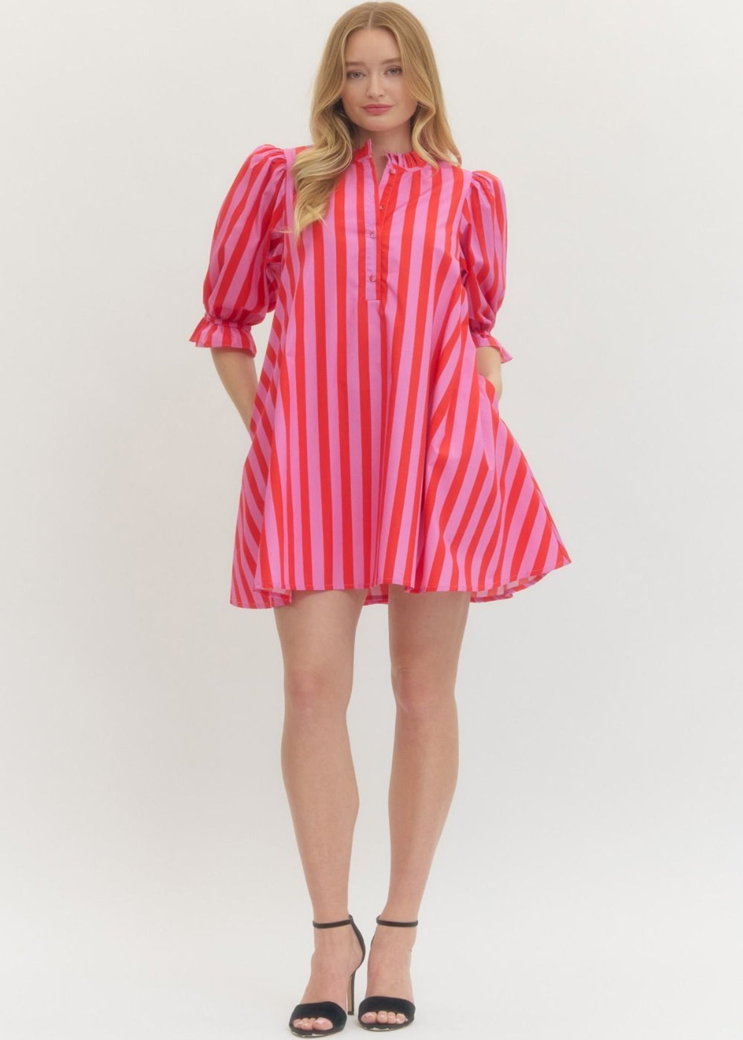 JACEY STRIPED DRESS - PINK