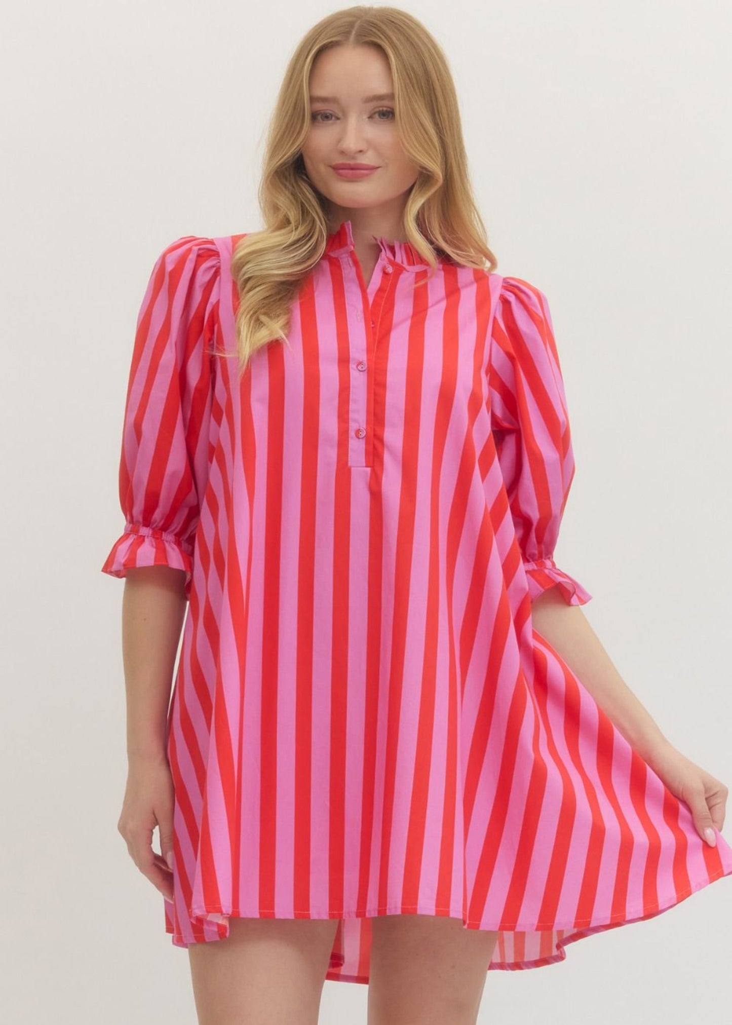 JACEY STRIPED DRESS - PINK