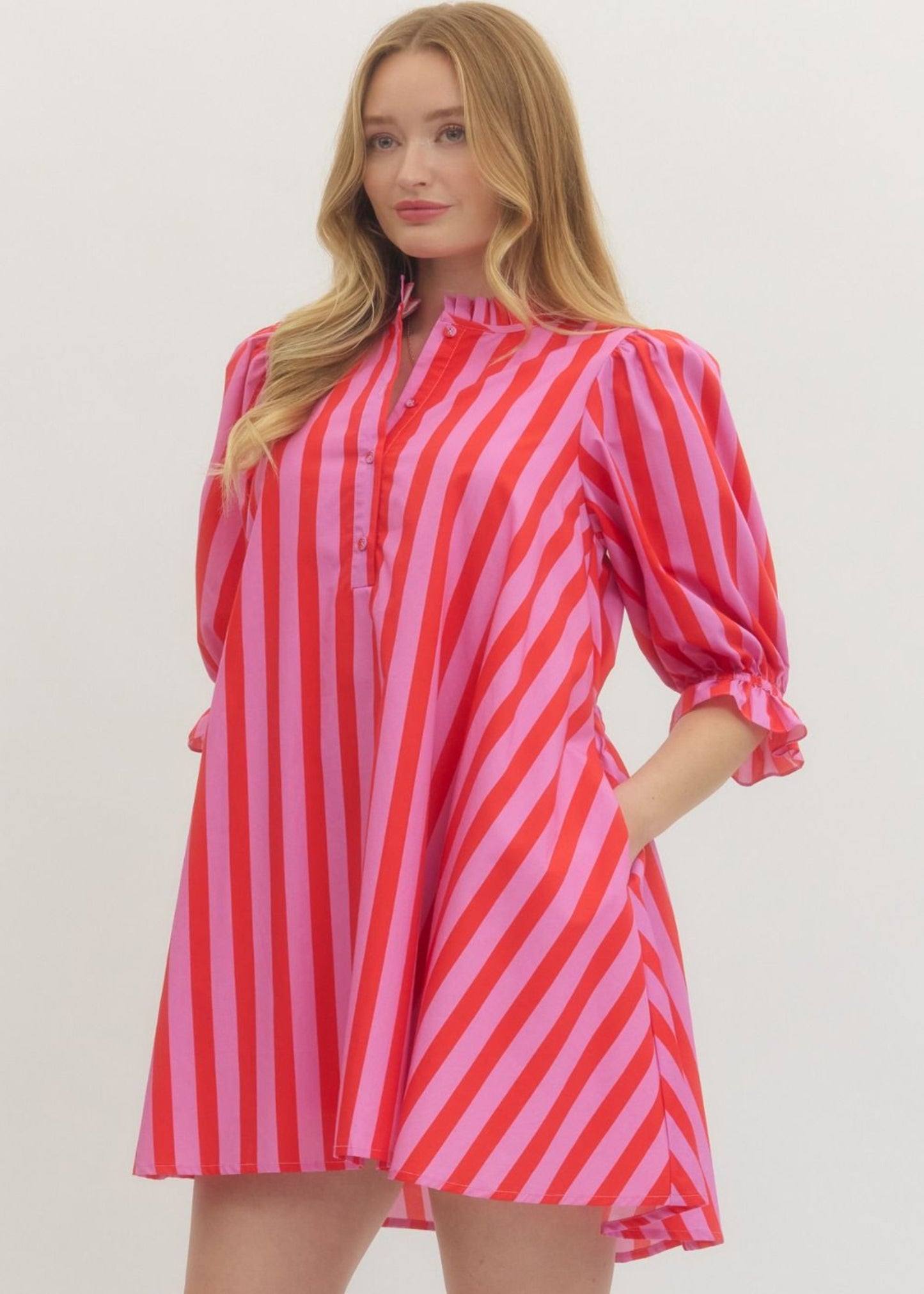 JACEY STRIPED DRESS - PINK